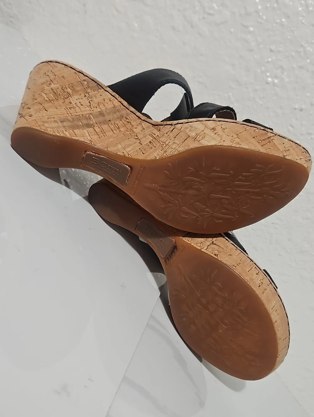 Born Strappy Cork Wedge Heel Platform Mule Sandals